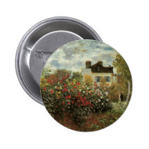 Monet's Garden at Argenteuil by Claude Monet Pinback Button