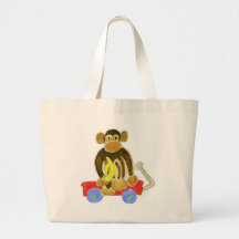 Monkey Banana on Wagon Tote Bags