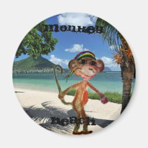 Monkey Beach Button Refrigerator Magnet