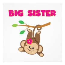 Monkey Big Sister Custom Invitations
