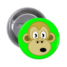 Monkey Face Button - Green