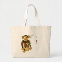 Monkey Gone Fishing Tote Bag