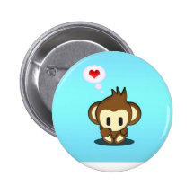 monkey in love pinback button