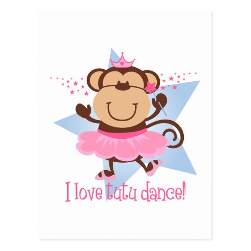 Monkey Love Tutu Dance Post Card