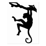 Monkey Swinging in Tree Silhouette Cartoon Post Cards