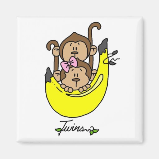 Monkey Twin Boy and Girl Tshirts and Gifts Fridge Magnets