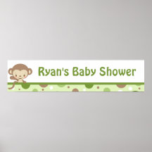 Monkey Zoo Baby Shower Banner-boy Poster