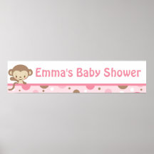 Monkey Zoo Baby Shower Banner-girl Poster