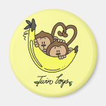 Monkeys Twin Boys Tshirts and Gifts Refrigerator Magnets