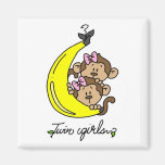 Monkeys Twin Girls T-shirts and Gifts Refrigerator Magnet