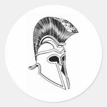 Monochrome Corinthian helmet Round Sticker