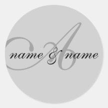 monogram "A" label Round Sticker