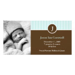 Monogram and Stripes Birth Announcements Custom Photo Card