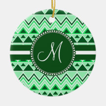Monogram Aztec Andes Tribal Mountains Triangles Christmas Ornament