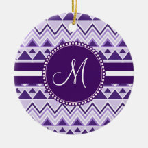 Monogram Aztec Andes Tribal Mountains Triangles Christmas Ornaments