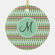 Monogram Aztec Andes Tribal Mountains Zig Zags Ornaments