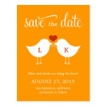 Monogram Birds Save The Date Card Post Card