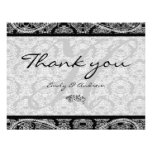 Monogram Black Damask Paisley Wedding Thank You Custom Invitations