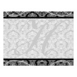 Monogram Black Damask Wedding Response RSVP Personalised Invites