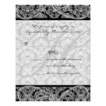 Monogram Black Damask Wedding Response RSVP Personalised Announcement