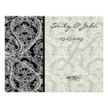 Monogram Black Damask Wedding Table Number Cards Invitations