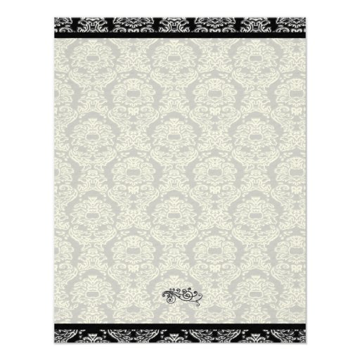 Monogram Black Damask Wedding Table Place Cards Personalised Announcement