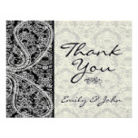 Monogram Black Damask Wedding Thank You Cards Personalised Invites
