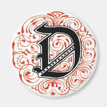 Monogram ‘D’ in Red - Magnet