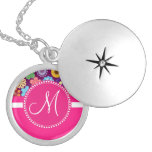 Monogram Girly Flower Power Colorful Floral Patter Pendants