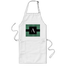 Monogram green and black stripes apron