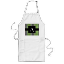 Monogram Green and black stripes Apron