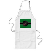 Monogram green argyle apron