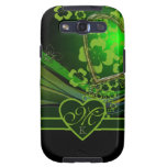 Monogram Green Floral Gold Heart Wave Flourish Samsung Galaxy SIII Cover