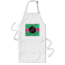 Monogram green zebra stripes apron