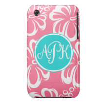 Monogram Hibiscus Flowers iPhone 3 Cases