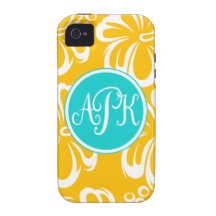 Monogram Hibiscus Flowers iPhone 4/4S Case