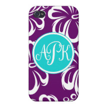 Monogram Hibiscus Flowers iPhone 4/4S Case
