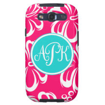Monogram Hibiscus Flowers Samsung Galaxy S3 Cases