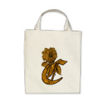 Monogram Initial C Gold Peony Tote Bag