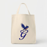 Monogram Initial G Elegant Bluebird Tote Bag