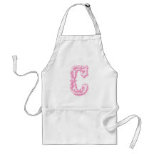 Monogram Initial Letter Pink Distressed C Apron