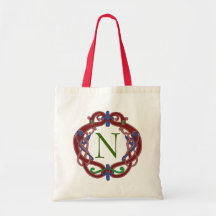 Monogram Initials Celtic Design Personalised Tote Canvas Bags