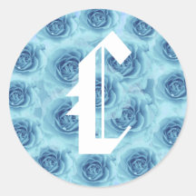 Monogram Letter C Blue Roses Sticker