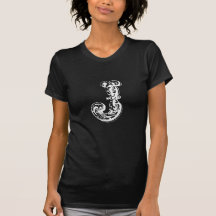 Monogram Letter J in White Tees