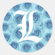 Monogram Letter L Blue Roses Sticker