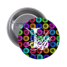Monogram Letter L Multicolor Dandelions Button