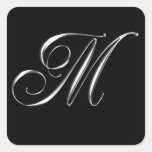 Monogram M Formal Wedding Envelope Seal Stickers stickers