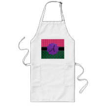 Monogram pink hearts green shamrocks apron