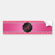 Monogram pink roses bumper stickers