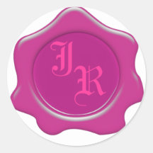 Monogram Pink Wax Seal Wedding Stickers